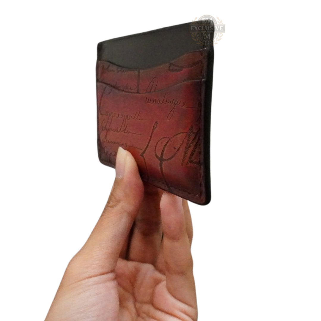 Scritto Leather Card Holder Red