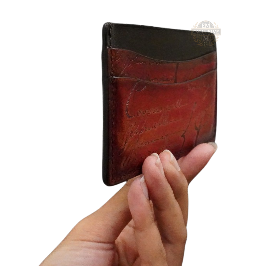 Scritto Leather Card Holder Red