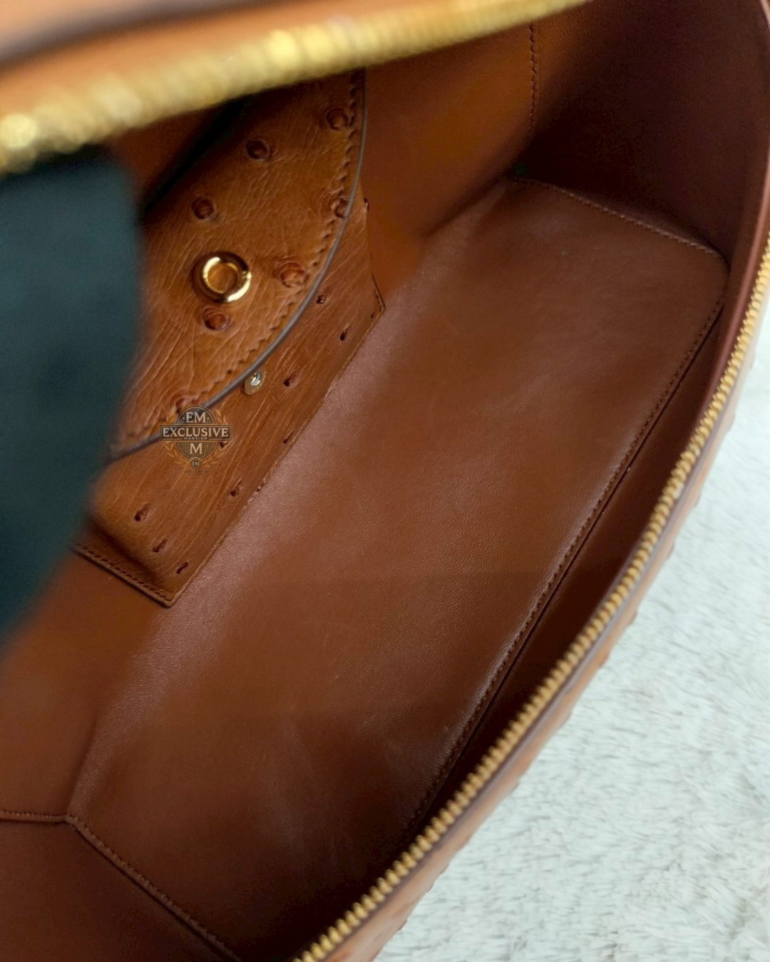 Loro Piana 27 Extra Bag Ostrich Cognac