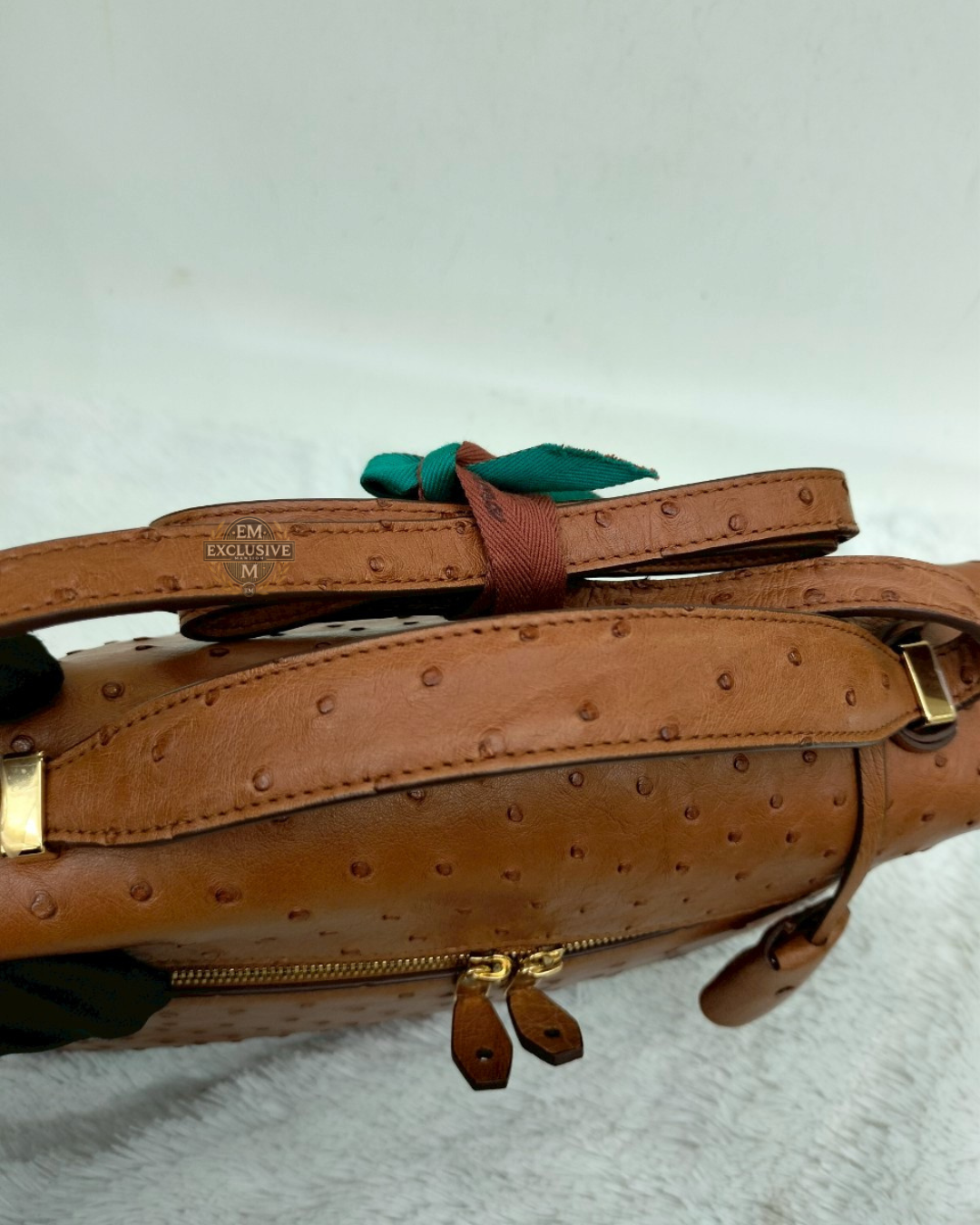 Loro Piana 27 Extra Bag Ostrich Cognac