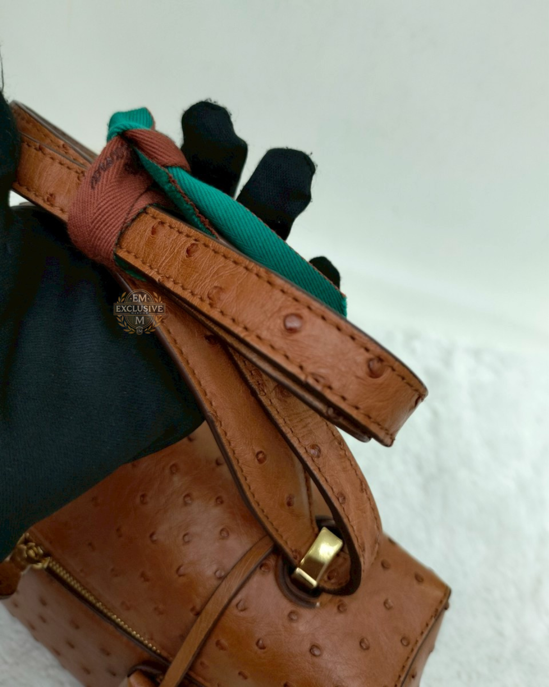 Loro Piana 27 Extra Bag Ostrich Cognac