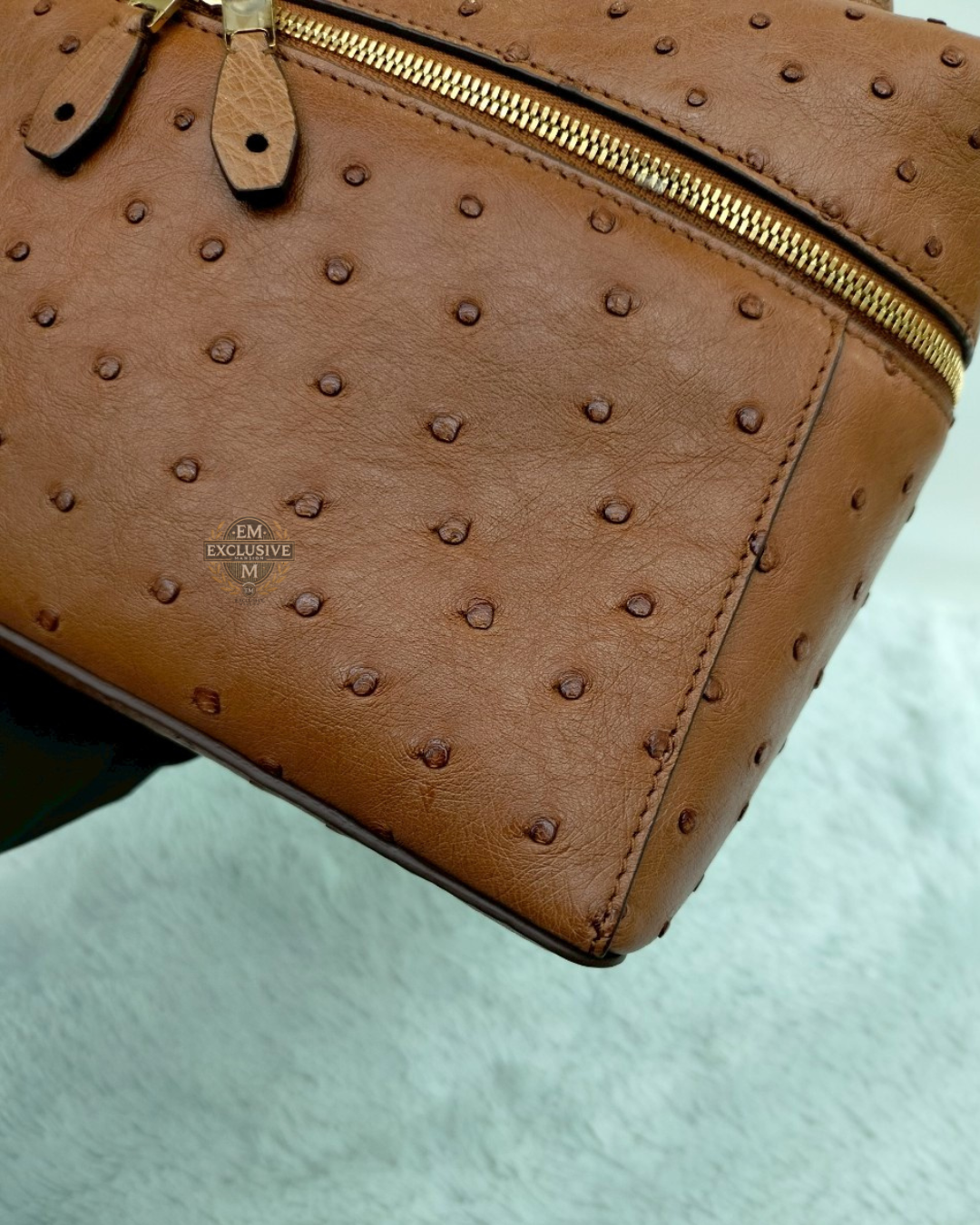 Loro Piana 27 Extra Bag Ostrich Cognac