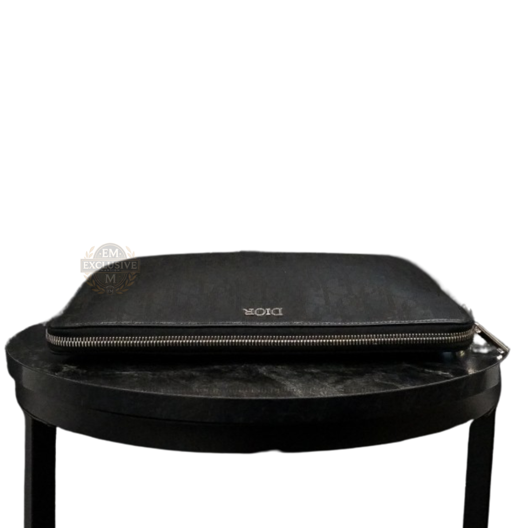 A4 Oblique Jacquard Zipped Pouch Leather