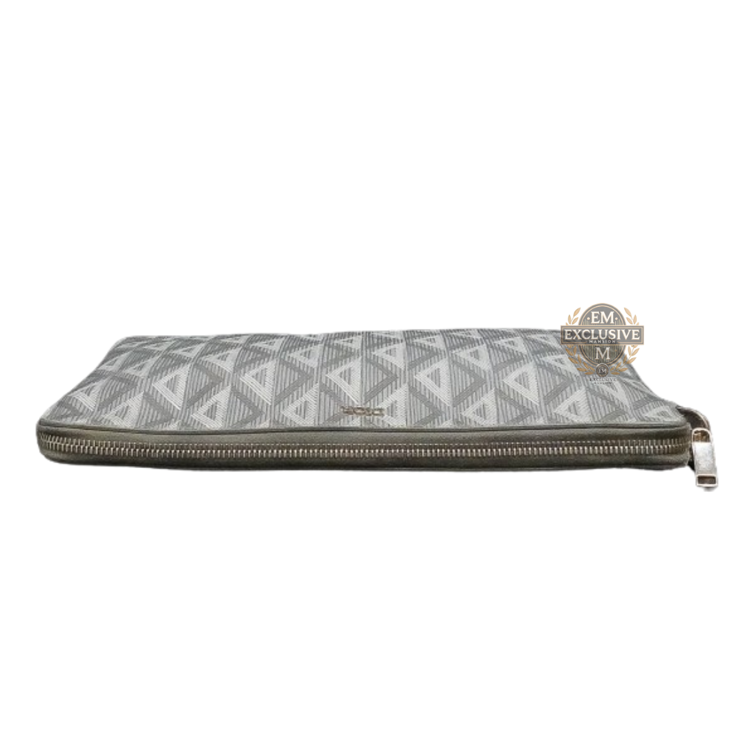 A4 Oblique Jacquard Zipped Pouch Diamond Grey