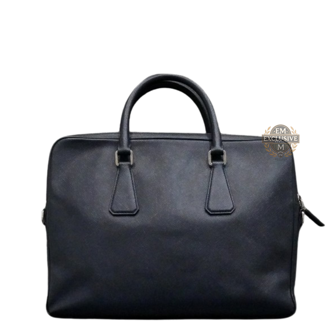 Saffiano Leather Navy Briefcase