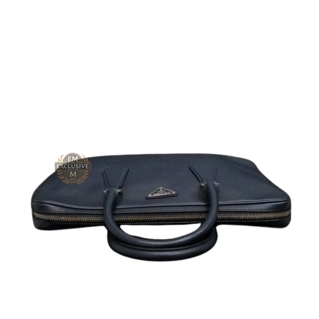 Saffiano Leather Navy Briefcase