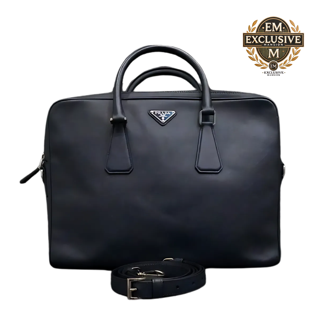 Saffiano Leather Navy Briefcase