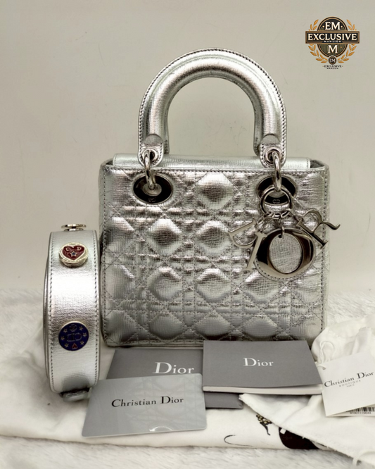 Lady Dior Small Metallic Silver 2019