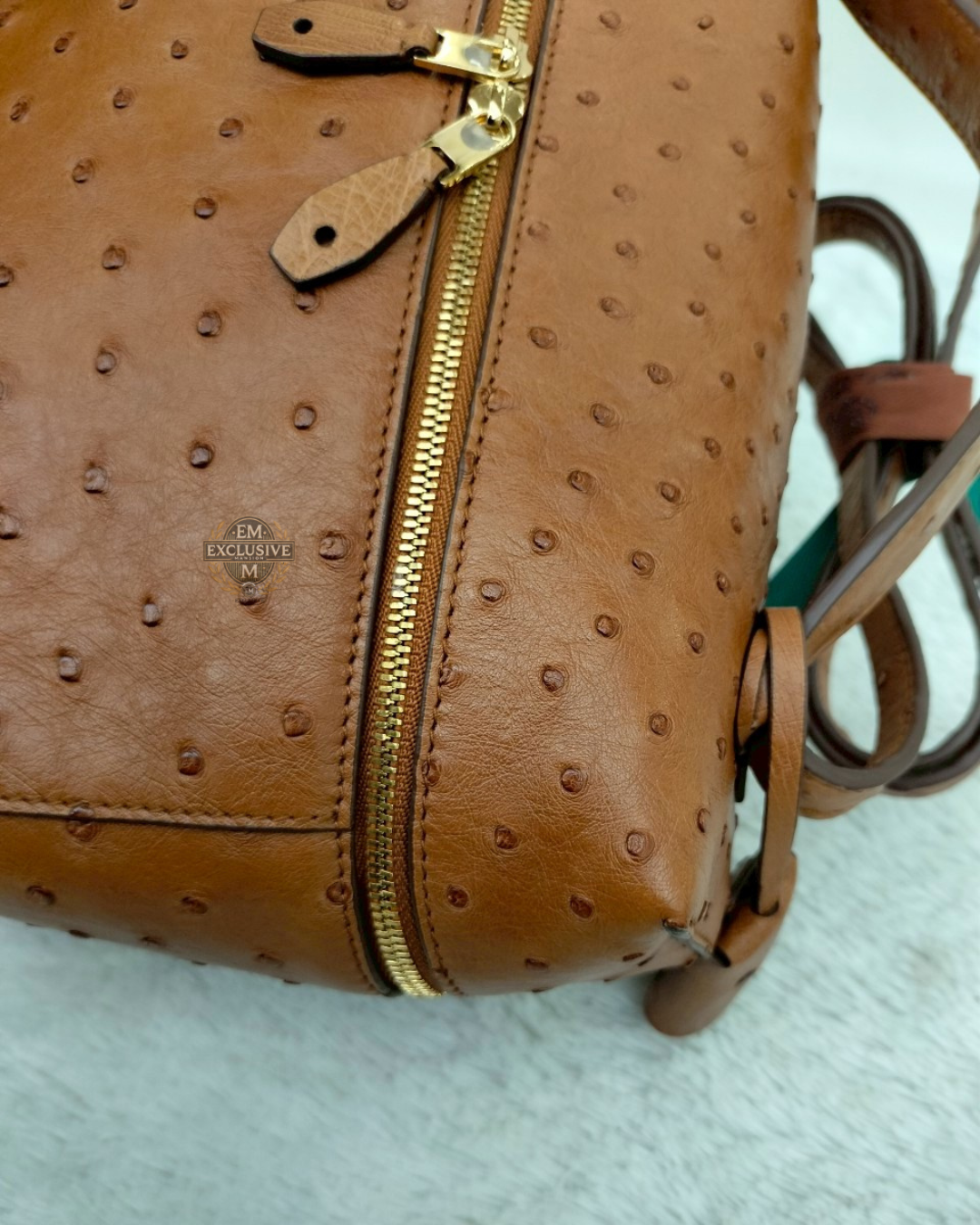 Loro Piana 27 Extra Bag Ostrich Cognac