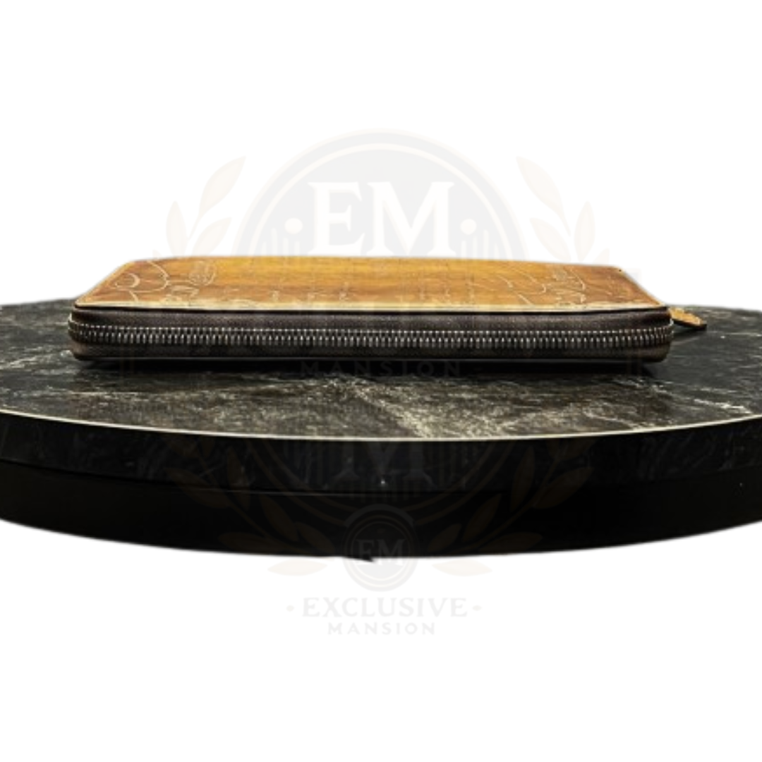 Itauba Scritto Leather Zipped Long Wallet