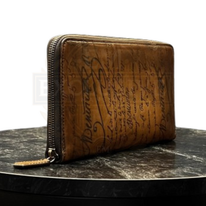 Itauba Scritto Leather Zipped Long Wallet