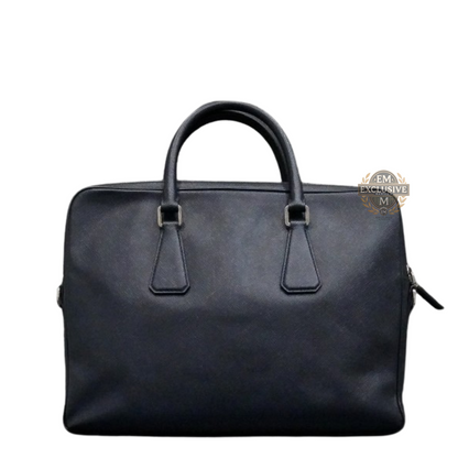 Saffiano Leather Navy Briefcase