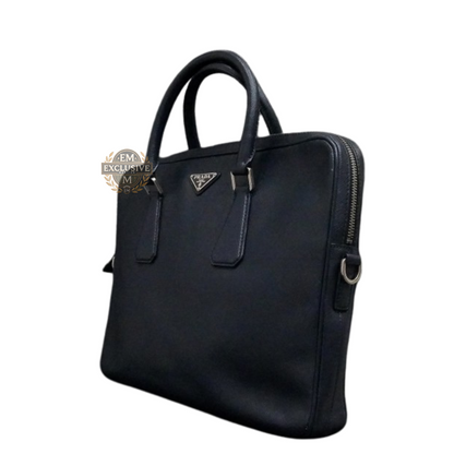 Saffiano Leather Navy Briefcase