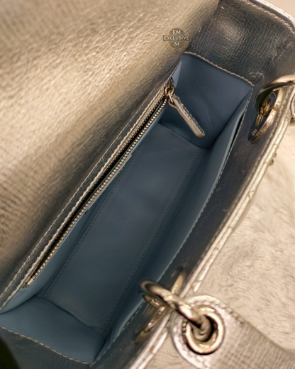 Lady Dior Small Metallic Silver 2019