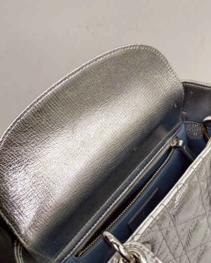 Lady Dior Small Metallic Silver 2019