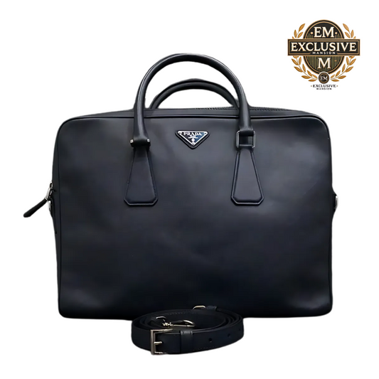 Saffiano Leather Navy Briefcase
