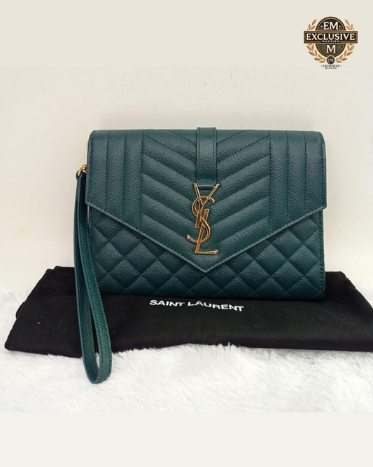 YsL Envelope Clutch Grained
